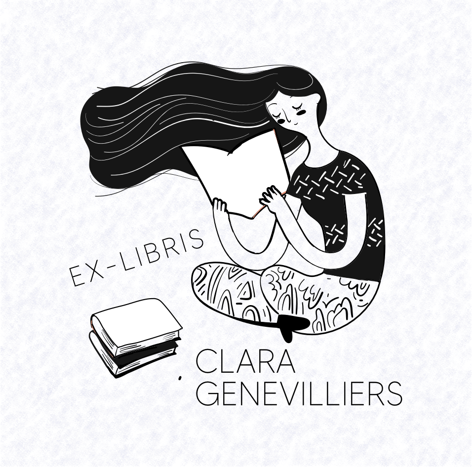 Tampon ex-libris lecture en tailleur