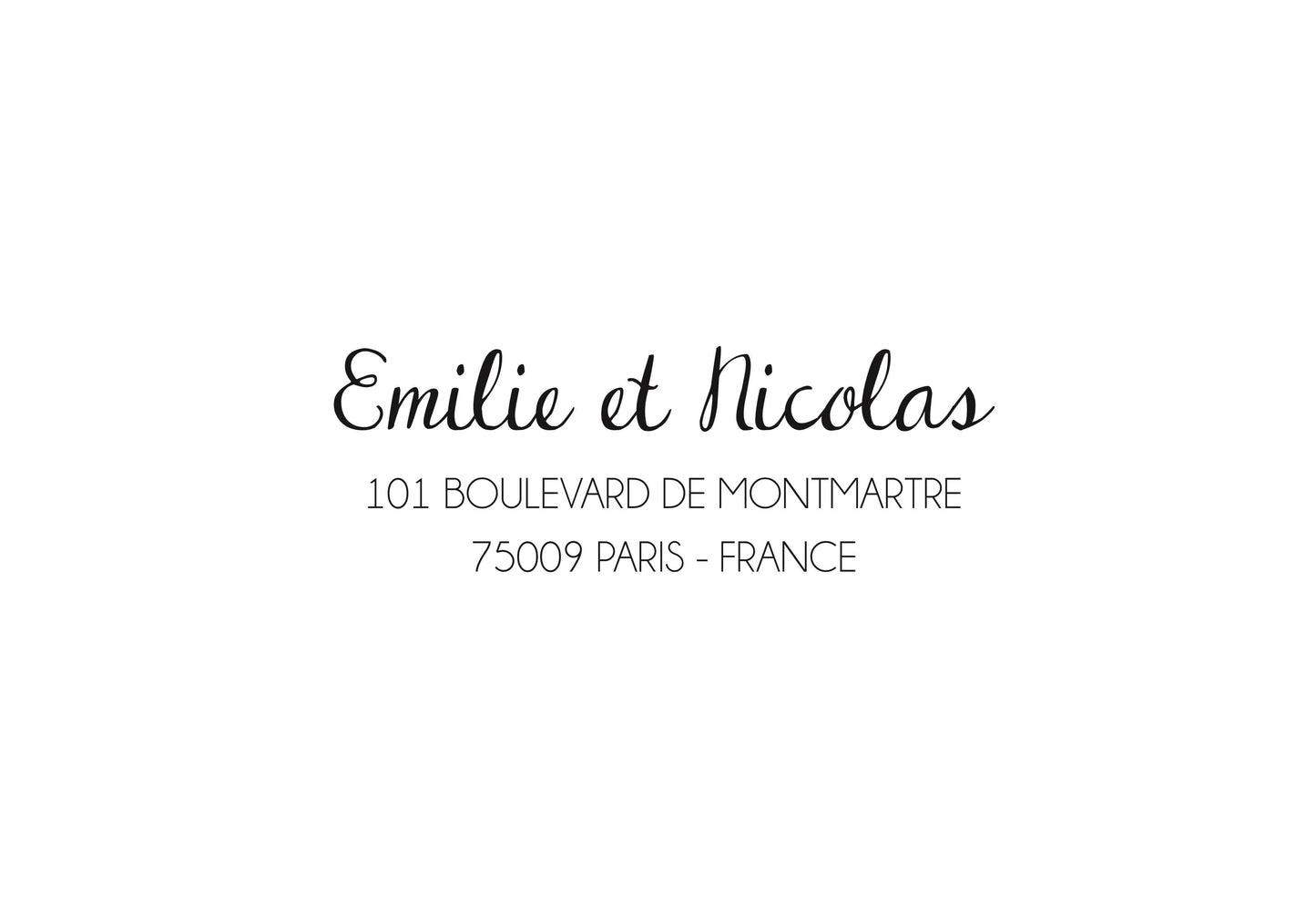 Tampon adresse sur mesure Emilie & Nicolas