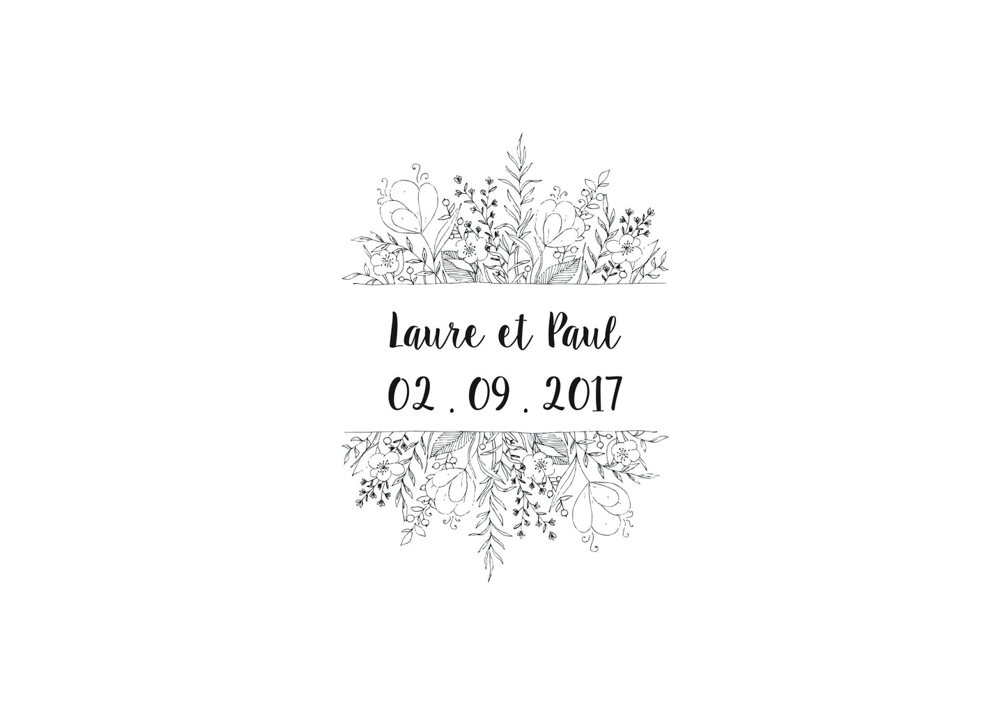 Tampon mariage Laure & Paul, tampon mariage logo personnalisable, tampon logo mariage sur mesure pour décorer vos papeteries de mariage