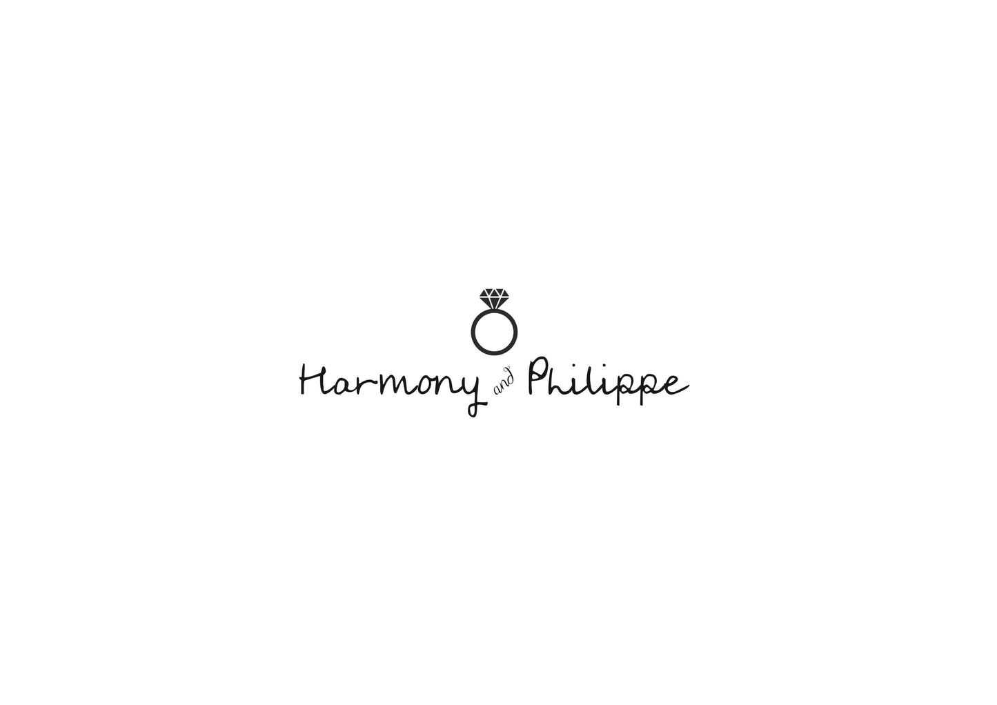 Tampon mariage Harmony & Philippe, tampon mariage logo personnalisable, tampon logo mariage sur mesure pour décorer vos papeteries de mariage