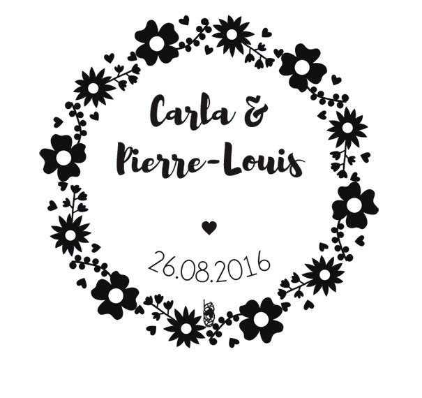Tampon couronne fleurs, tampon mariage logo personnalisable, tampon logo mariage sur mesure pour décorer vos papeteries de mariage