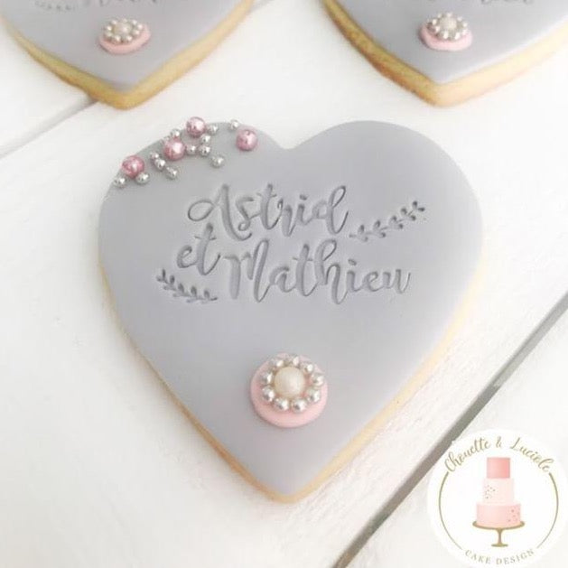 Tampon biscuit mariage Astrid & Mathieu sur mesure