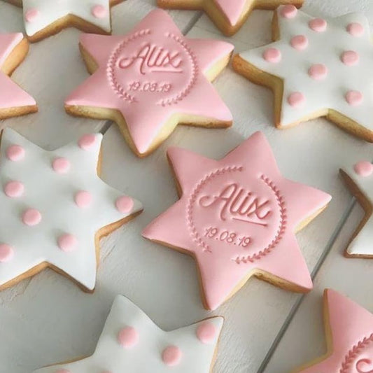 Tampon biscuit baptême Alix sur mesure pour personnaliser sablés, DIY biscuit personnalisé, tampon biscuit personnalisé, tampon anniversaire