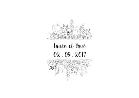 Tampon mariage Laure & Paul, tampon mariage logo personnalisable, tampon logo mariage sur mesure pour décorer vos papeteries de mariage