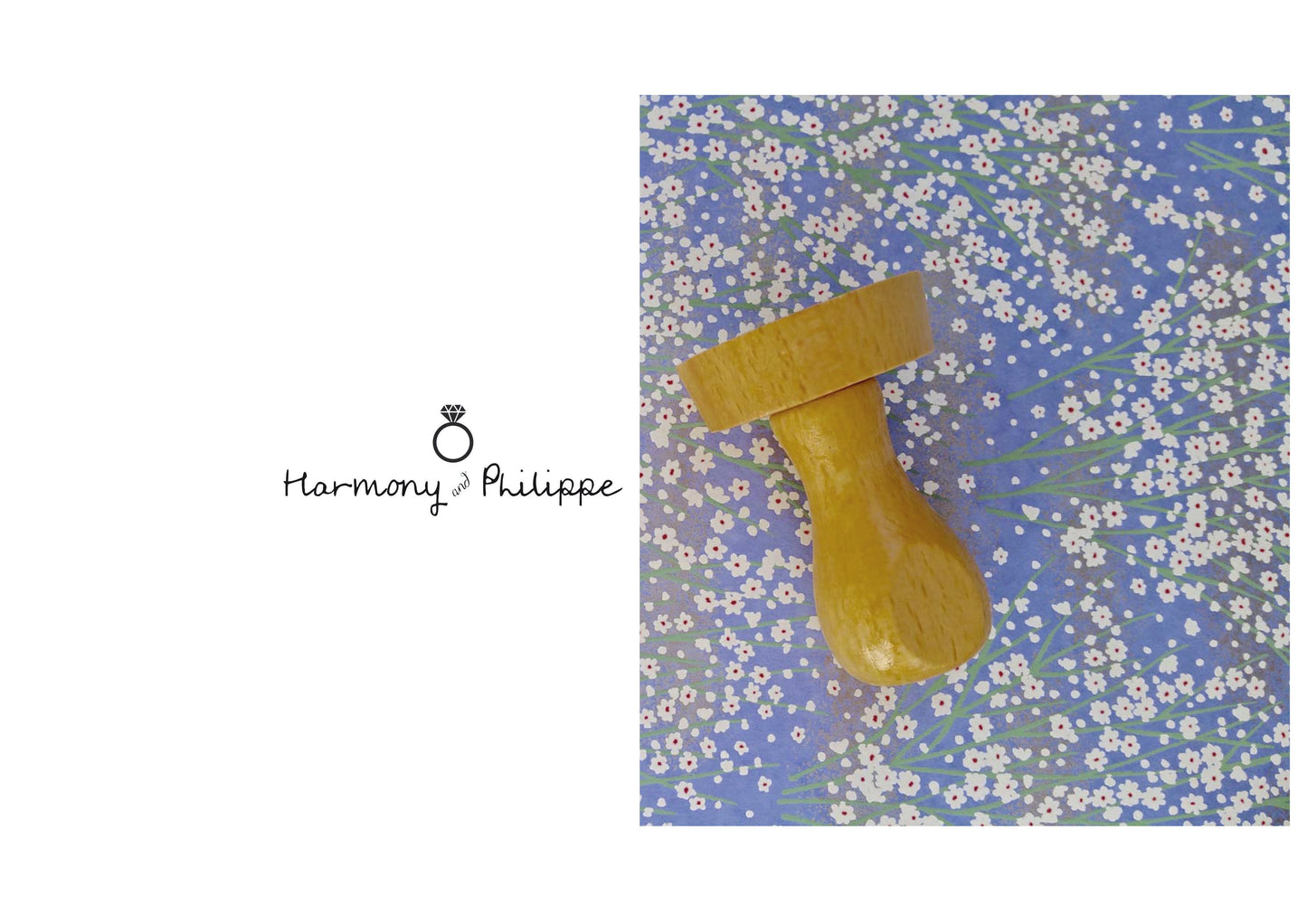 Tampon mariage Harmony & Philippe, tampon mariage logo personnalisable, tampon logo mariage sur mesure pour décorer vos papeteries de mariage