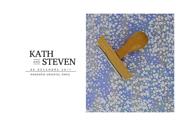 Tampon mariage Kath & Steven, tampon mariage logo personnalisable, tampon logo mariage sur mesure pour décorer vos papeteries de mariage