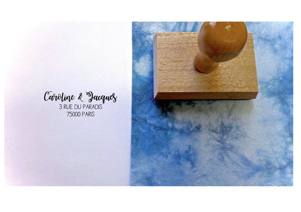 Tampon adresse sur mesure Caroline & Jacques, tampon adresse personnalisé, tampon adresse papeterie mariage, tampon personnalisé sur mesure,