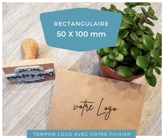Tampon logo avec poignée en bois 50 x 100 mm